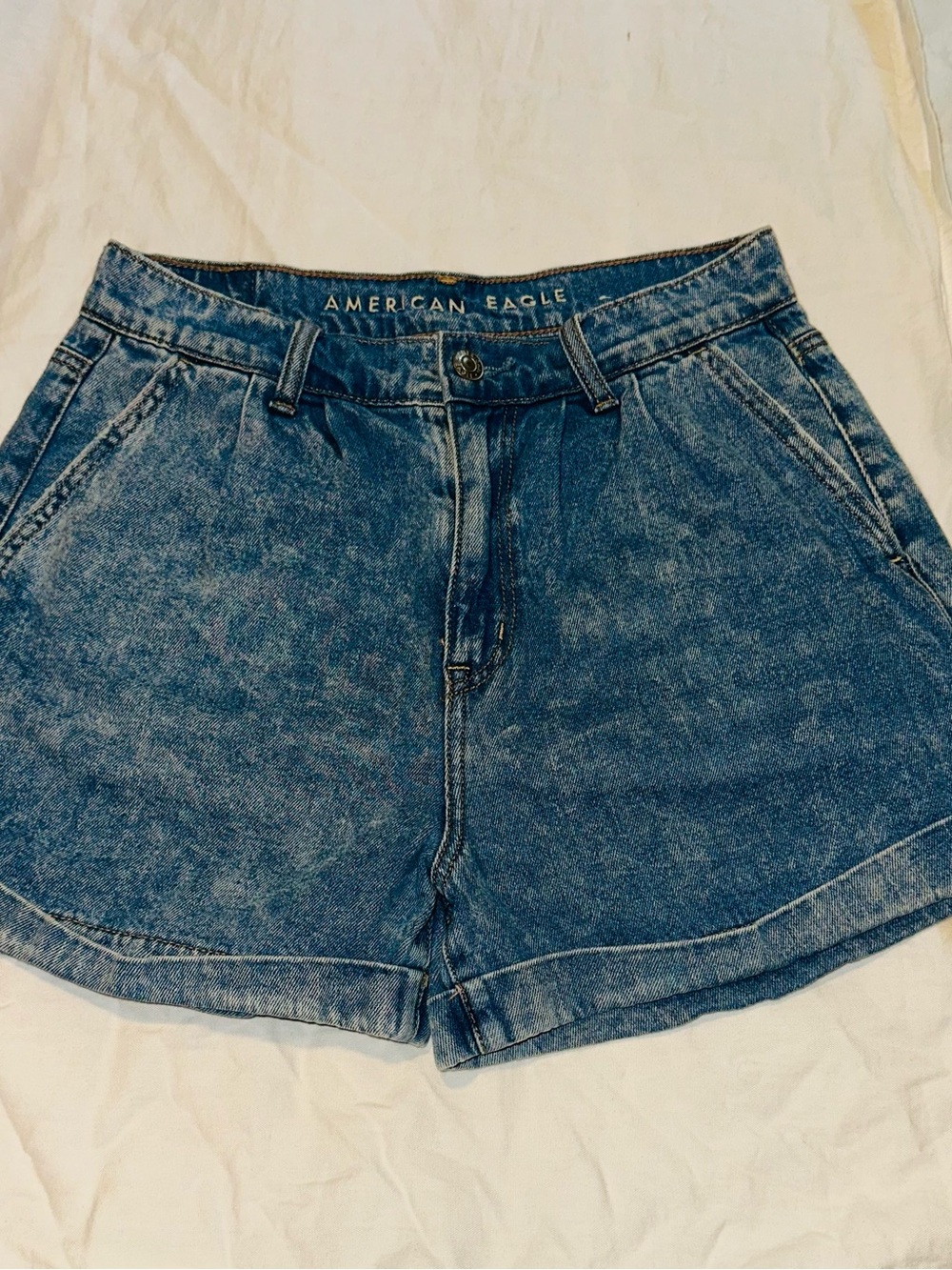 American Eagle Outfitters faded blue denim shorts